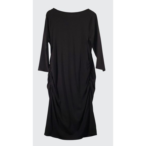 Preowned Isabel Maternity Knee Length Stretch Black Dress 3/4 Length Sleeve XXL - Picture 3 of 9